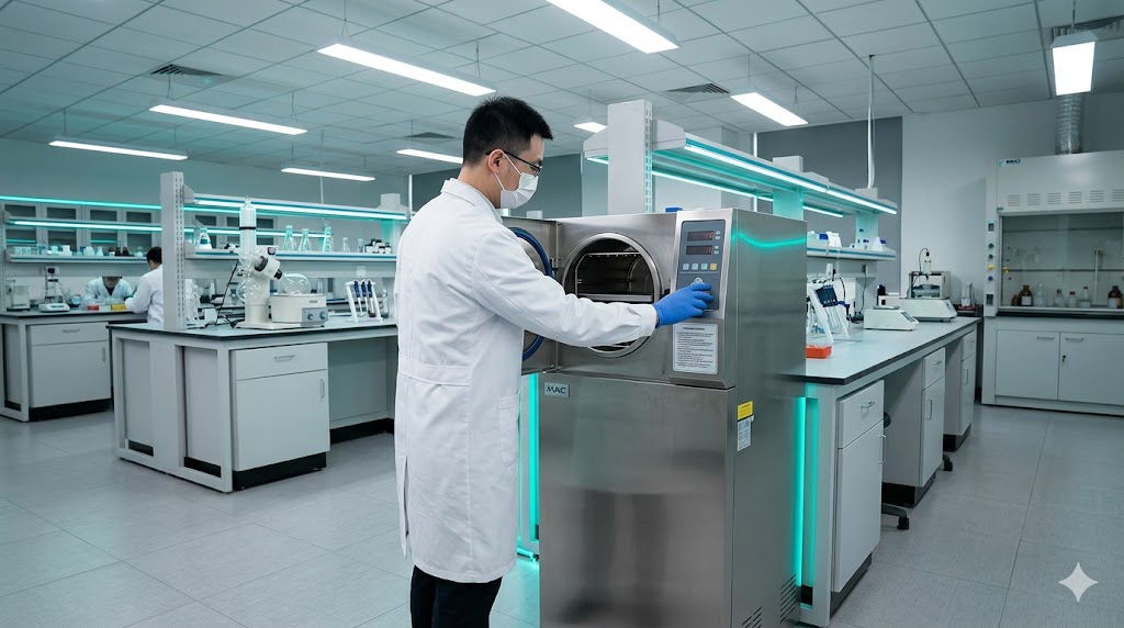 Laboratory professional working with scientific equipment