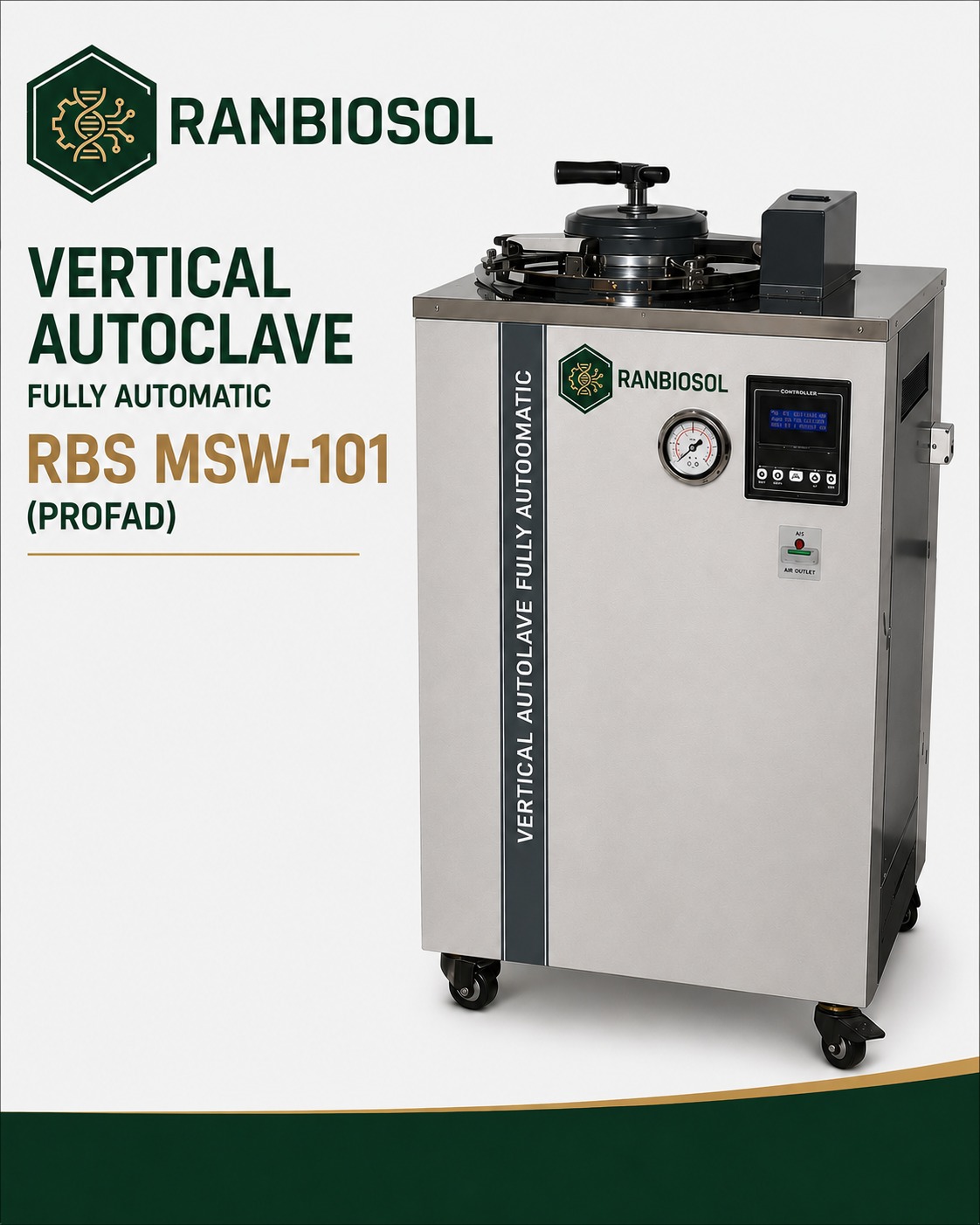 VERTICAL AUTOCLAVE HIGH PRESSURE FULLY AUTOMATIC "RBS" MSW-101HP (PROFAD)