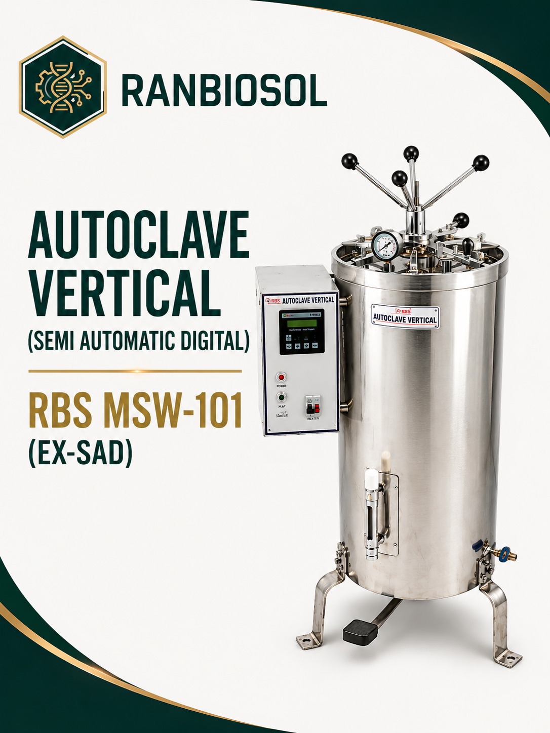AUTOCLAVE VERTICAL (SEMI AUTOMATIC DIGITAL) RBS MSW-101(EX-SAD)