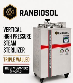VERTICAL HIGH PRESSURE STEAM STERILIZER TRIPLE WALLED RBSMSW-102(PROFAD)