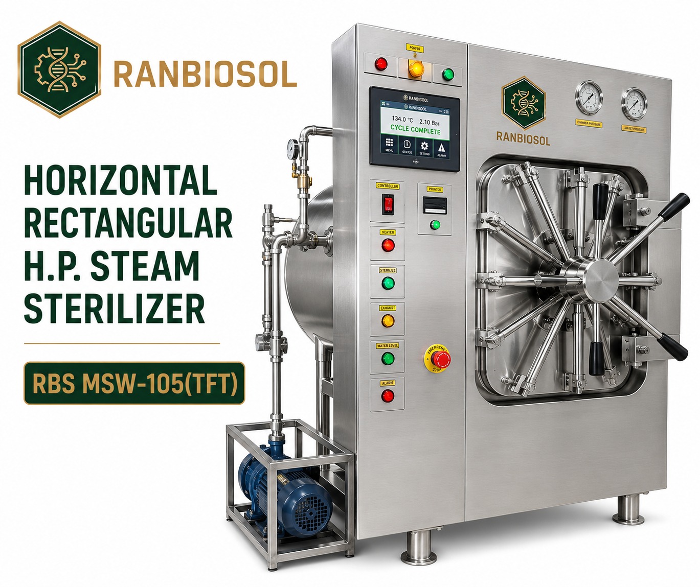HORIZONTAL RECTANGULAR H.P. STEAM STERILIZER RBS MSW-105(TFT)